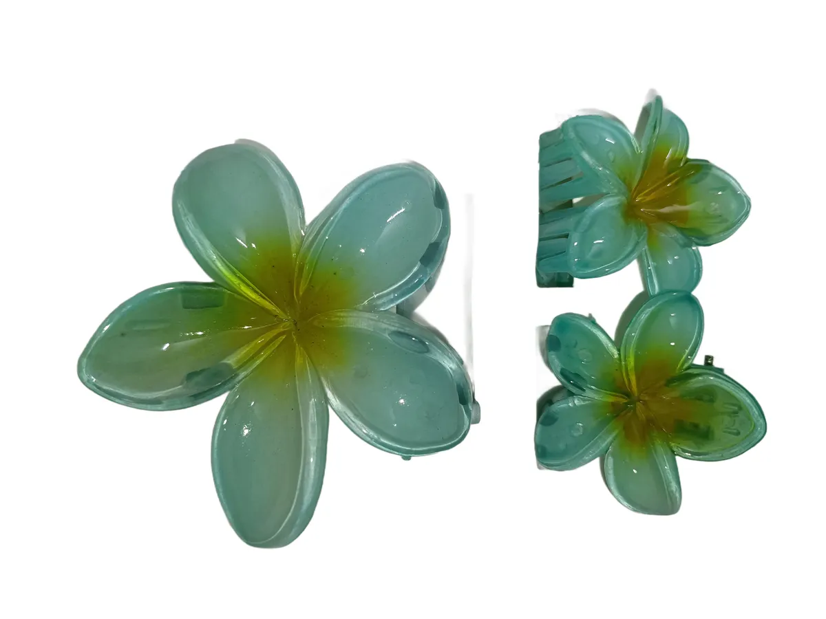 Flower Hair Claw Clip Combo - Blue