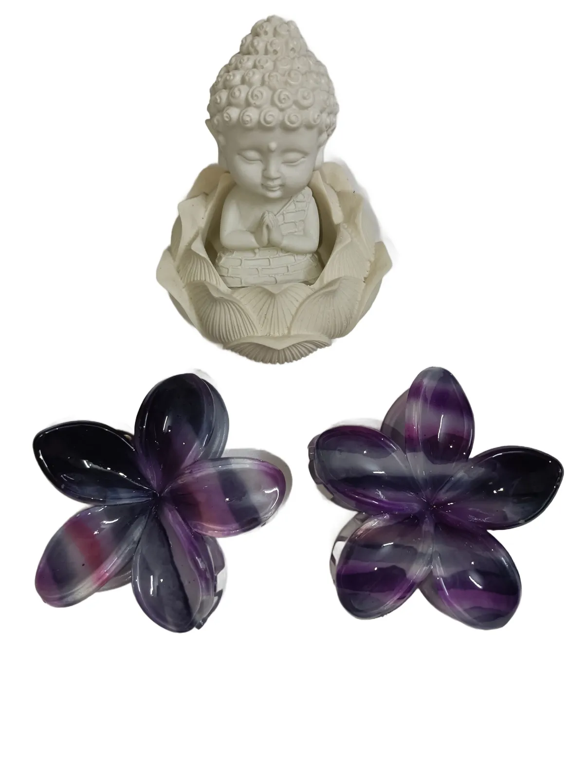 Pair of Jumbo Marble Flower Clips - Violet