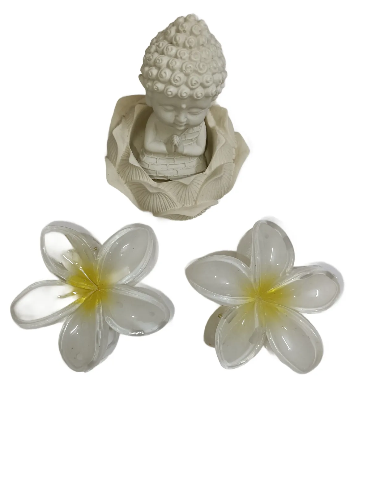 Pair of Big Flower Hair Claw Clip - White