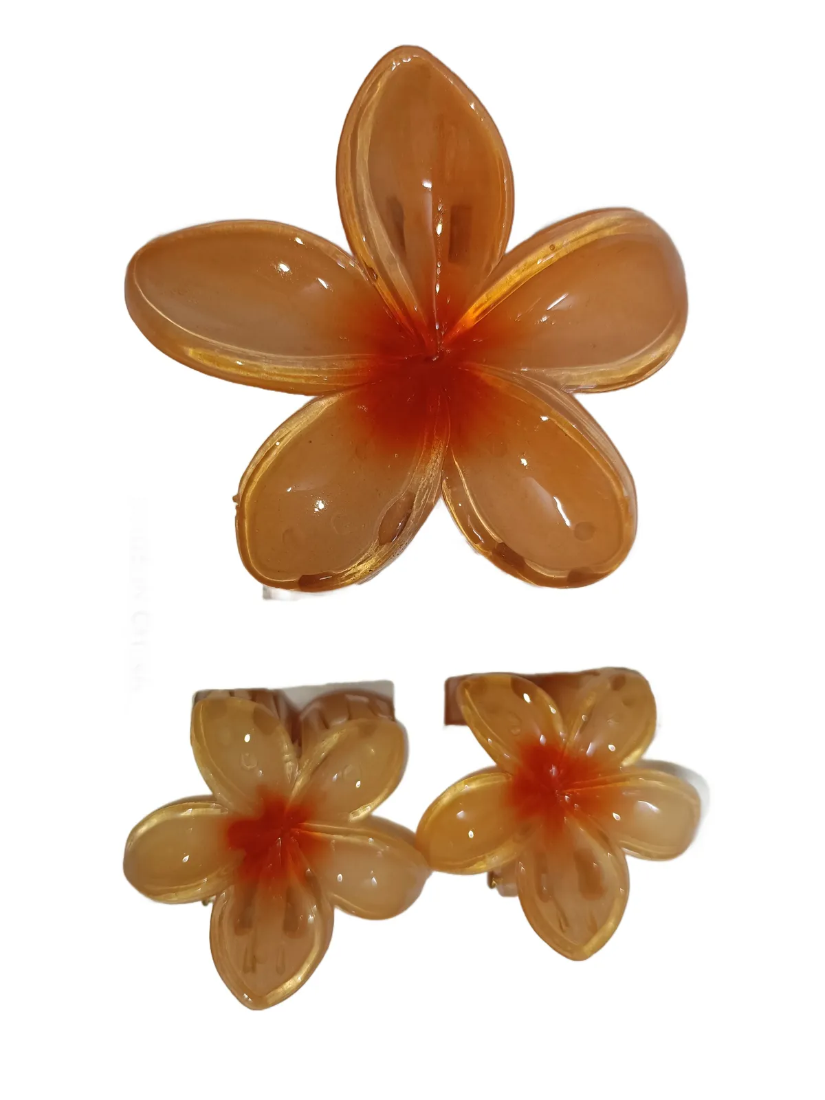 Flower Hair Claw Clip Combo - Orange