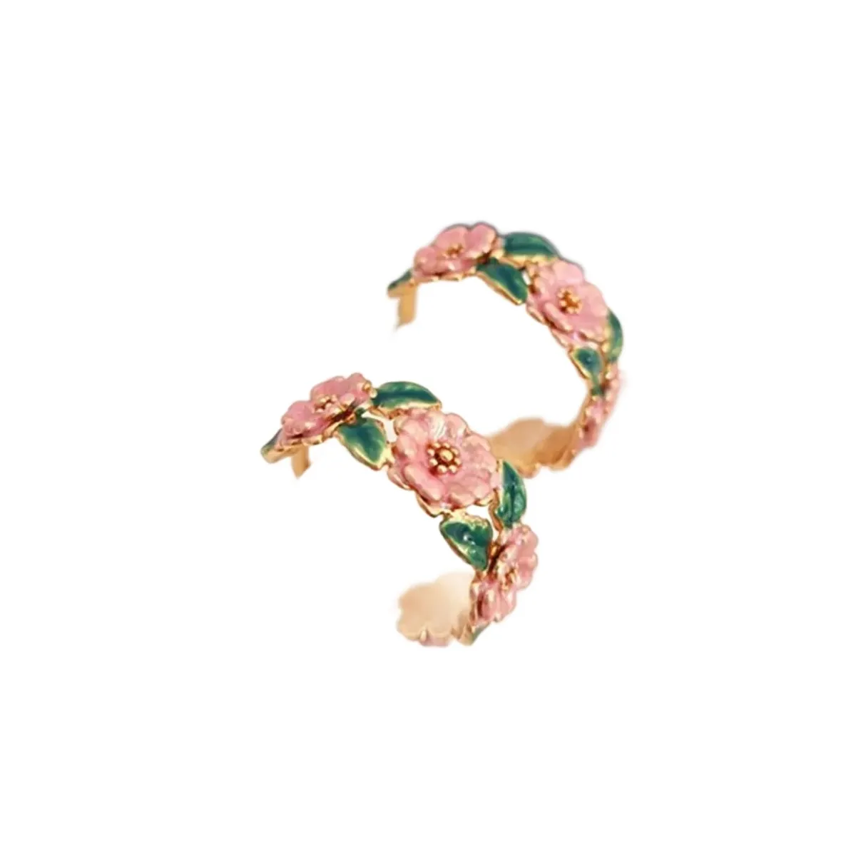 Korean Blossom Garden Hoop Earrings – Pastel Floral Elegance