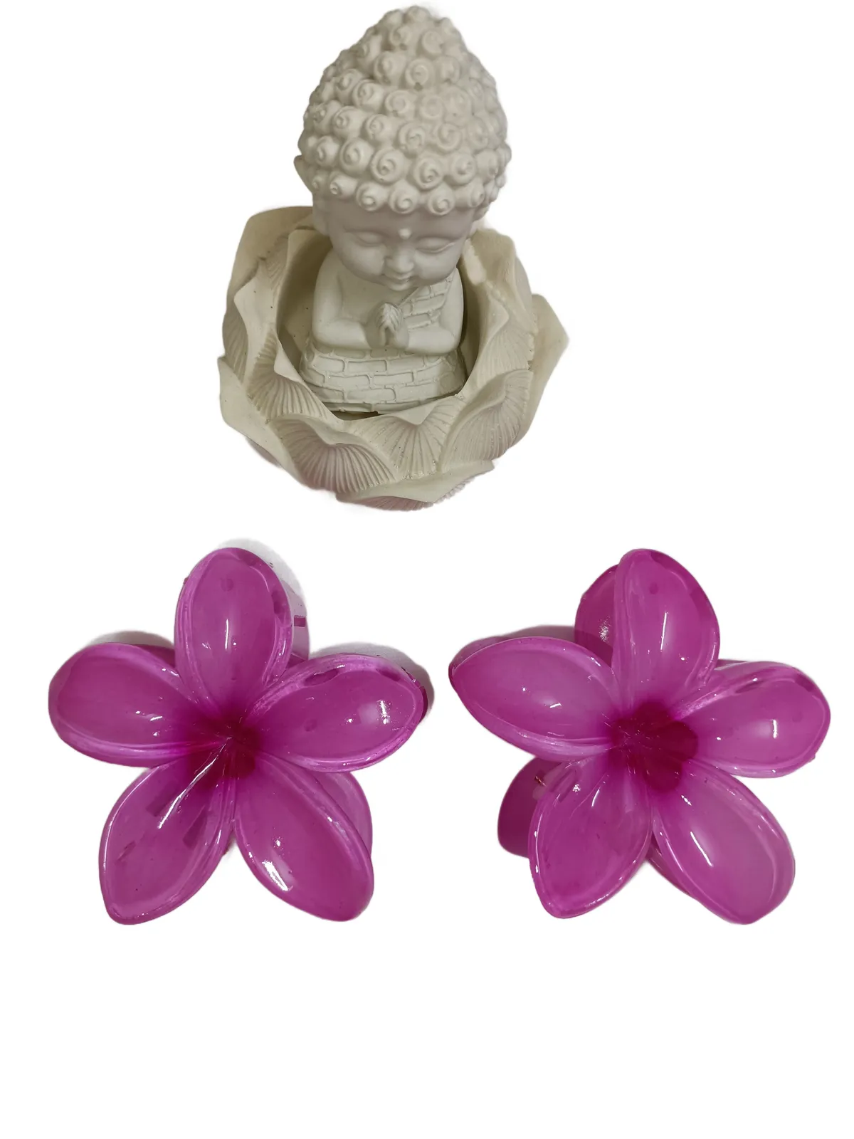 Pair of Big Flower Hair Claw Clip - Pink