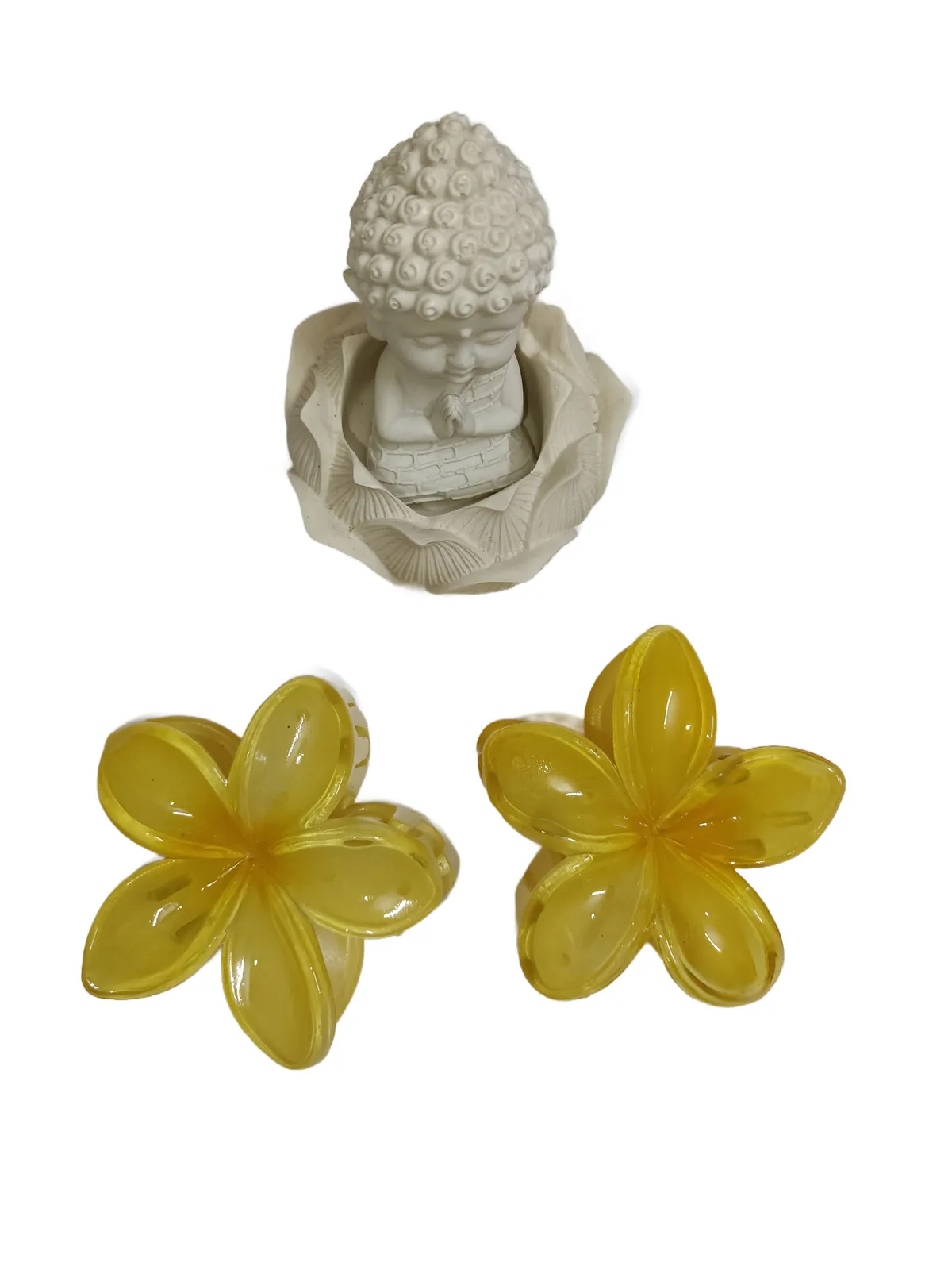 Pair of Small Flower Hair Claw Clip - Yellow