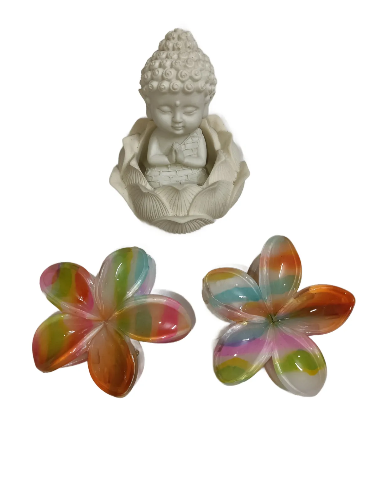 Pair of Jumbo Marble Flower Clips - Multicolor