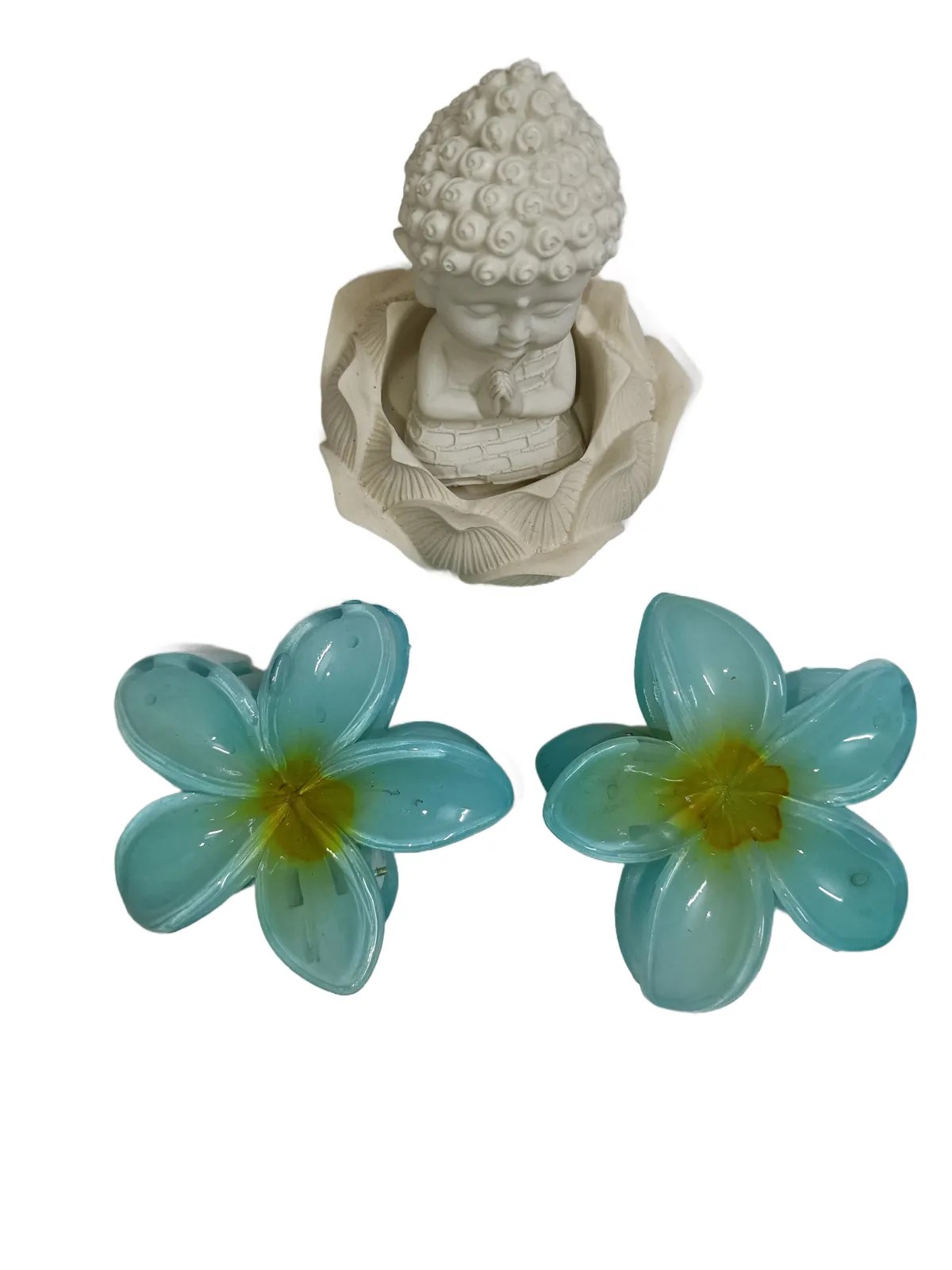 Pair of Small Flower Hair Claw Clip Blue