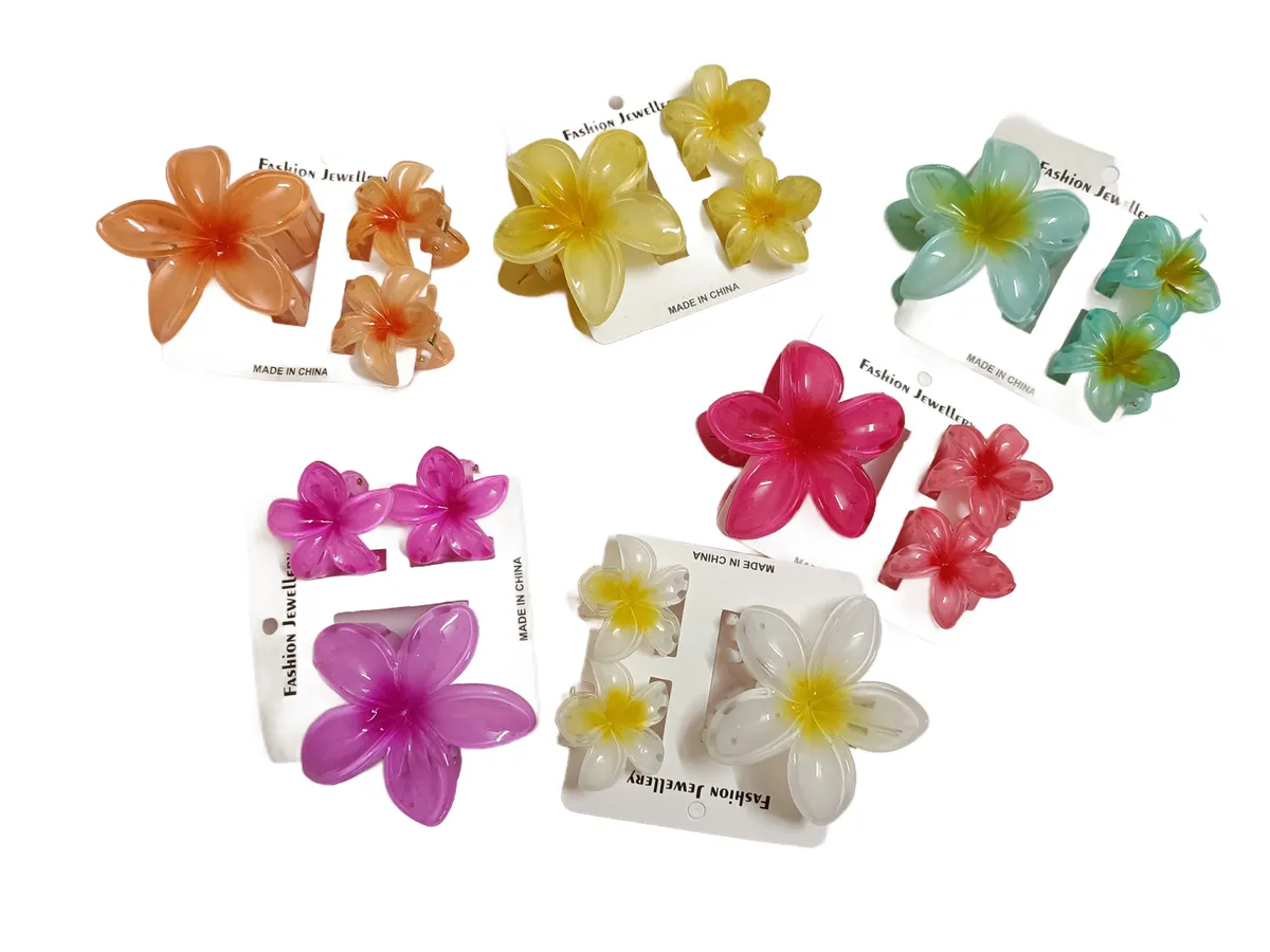 Flower Hair Claw Clip Combo Pack of 6 - Multicolor