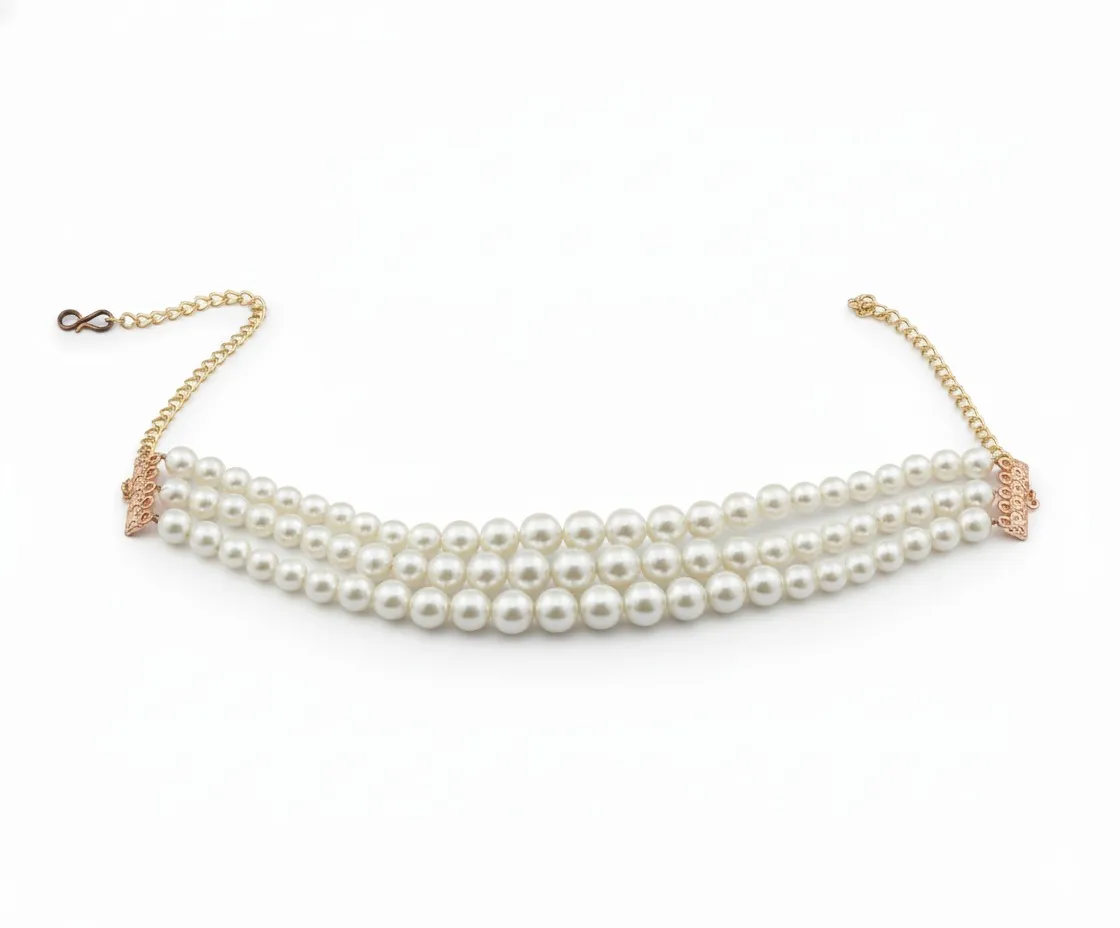 3-Layer Faux Pearl Choker Necklace
